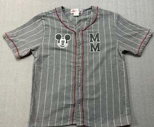 Disney Junior Mickey Mouse Gray Pinstripe Baseball Jersey Size 6 in grey and whi